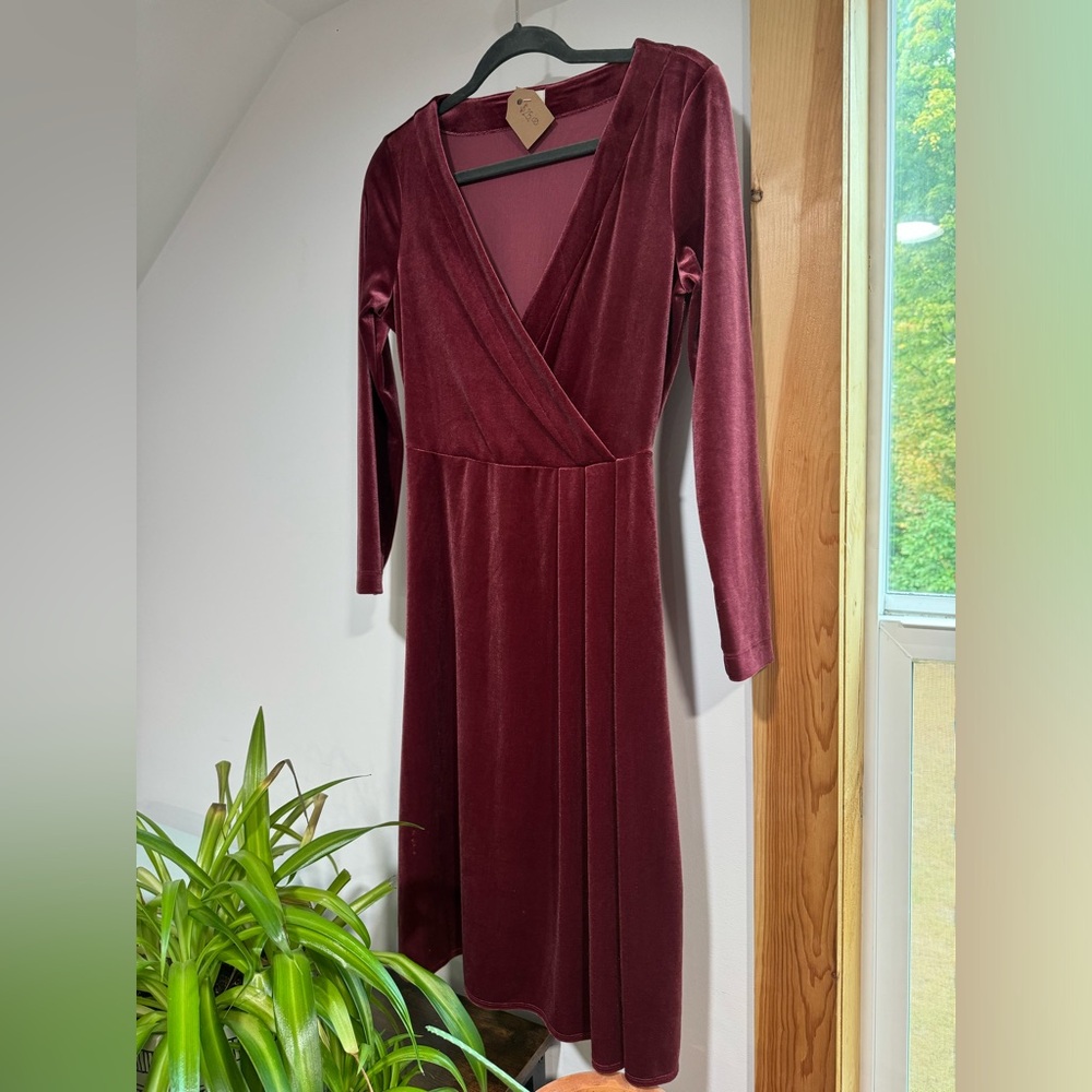 Wine colored velvet dress